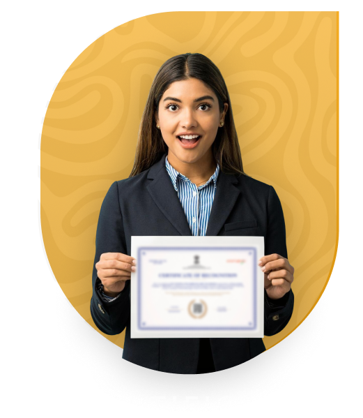 Businesswoman holding a certificate